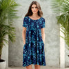 Short Sleeve Swing Dress with Pockets - Floral