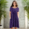 Short Sleeve Swing Dress with Pockets - Floral