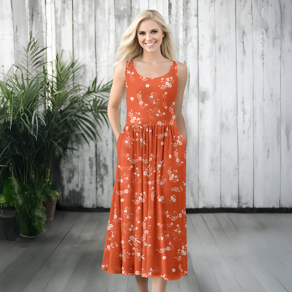 Sleeveless Maxi Dress with Pockets