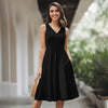 Sleeveless V-Neck Swing Dress with Side Pockets
