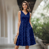 Sleeveless V-Neck Swing Dress with Side Pockets - Floral