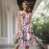 Sleeveless V-Neck Swing Dress with Side Pockets - Floral