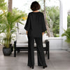 2 Piece Set Set - V-neck Top and Straight Leg Pants with Pockets