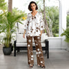 2 Piece Set Set - V-neck Top and Straight Leg Pants with Pockets - Floral