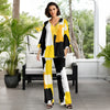 2 Piece Set Set - V-neck Top and Straight Leg Pants with Pockets - Abstract