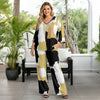 2 Piece Set Set - V-neck Top and Straight Leg Pants with Pockets - Abstract