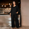 2 Piece Set - Three Quarter Length Bell-Sleeve Top and Pocket Pants