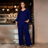 2 Piece Set - Three Quarter Length Bell-Sleeve Top and Pocket Pants