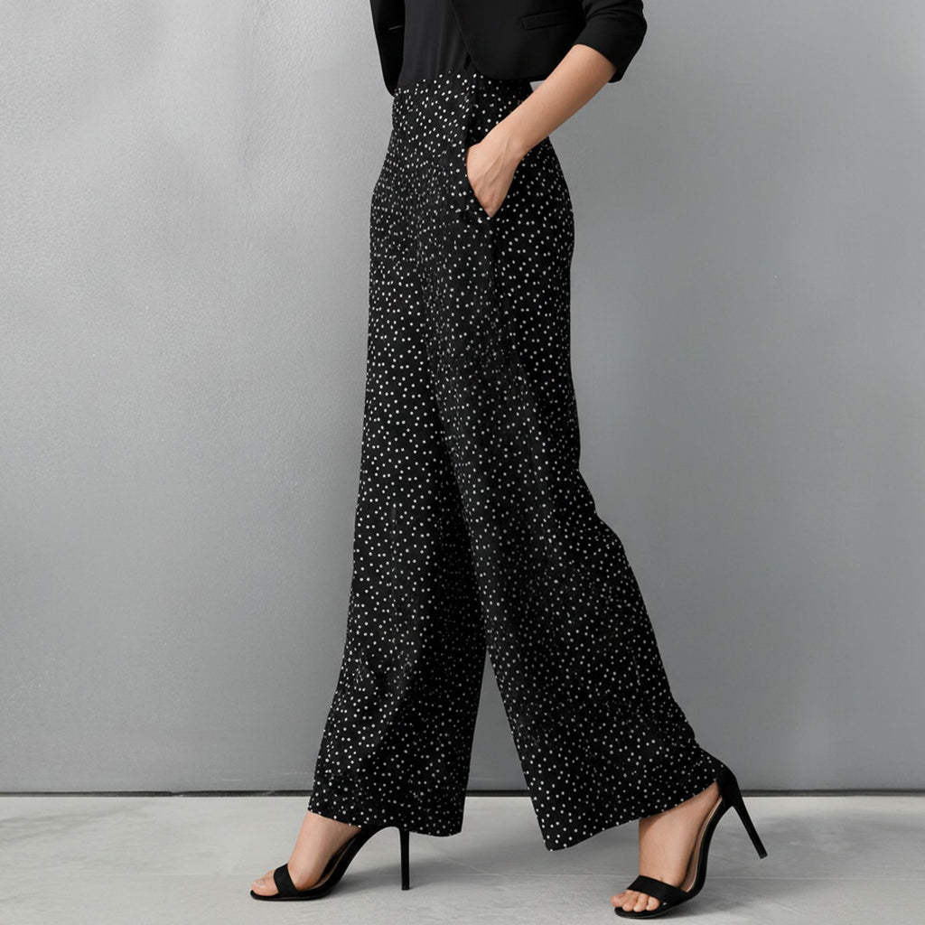 Straight Leg Pants with Pockets - Polka Dots