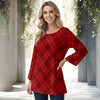 Long Sleeve Round Neck Tunic - Plaid