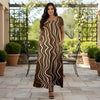 Short Sleeve Maxi Dress with Pockets - Abstract
