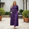Long Sleeve Fit-and Flare Maxi Dress with Pockets - Floral
