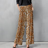 Straight Leg Pants with Pockets - Animal Print