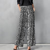 Straight Leg Pants with Pockets - Animal Print