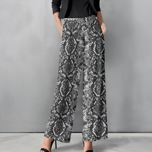Straight Leg Pants with Pockets - Animal Print