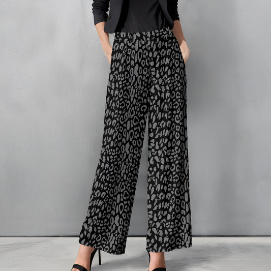 Straight Leg Pants with Pockets - Animal Print