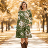 Long Sleeve Ruffle Cuff Tiered Dress with Pockets - Floral