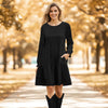 Long Sleeve Ruffle Cuff Tiered Dress with Pockets