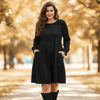 Long Sleeve Ruffle Cuff Tiered Dress with Pockets