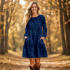 Long Sleeve Ruffle Cuff Tiered Dress with Pockets - Floral