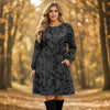 Long Sleeve Ruffle Cuff Tiered Dress with Pockets - Floral