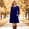 Long Sleeve Ruffle Cuff Tiered Dress with Pockets