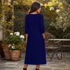 Three Quarter Sleeve Pleated Midi Dress with Pockets