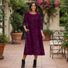 Three Quarter Sleeve Pleated Midi Dress with Pockets - Floral