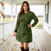 Long Sleeve Front Tie-Waist Dress - Floral