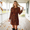 Long Sleeve Front Tie-Waist Dress - Animal Print