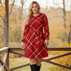 Long Sleeve Front Tie-Waist Dress - Plaid