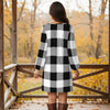 Long Sleeve Front Tie-Waist Dress - Plaid
