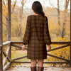 Long Sleeve Front Tie-Waist Dress - Grids