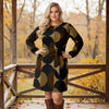 Long Sleeve Front Tie-Waist Dress - Abstract Geometric