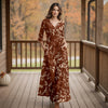 Three Quarter Sleeve Tie-Waist Wrap Maxi Dress - Floral