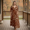 Three Quarter Sleeve Tie-Waist Wrap Maxi Dress - Floral