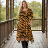 Three Quarter Sleeve Midi Dress with Pockets - Animal Print