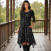 Three Quarter Sleeve Midi Dress with Pockets - Animal Print