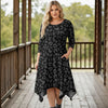 Three Quarter Sleeve Midi Dress with Pockets - Animal Print