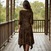 Three Quarter Sleeve Midi Dress with Pockets - Animal Print