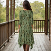 Three Quarter Sleeve Midi Dress with Pockets - Floral